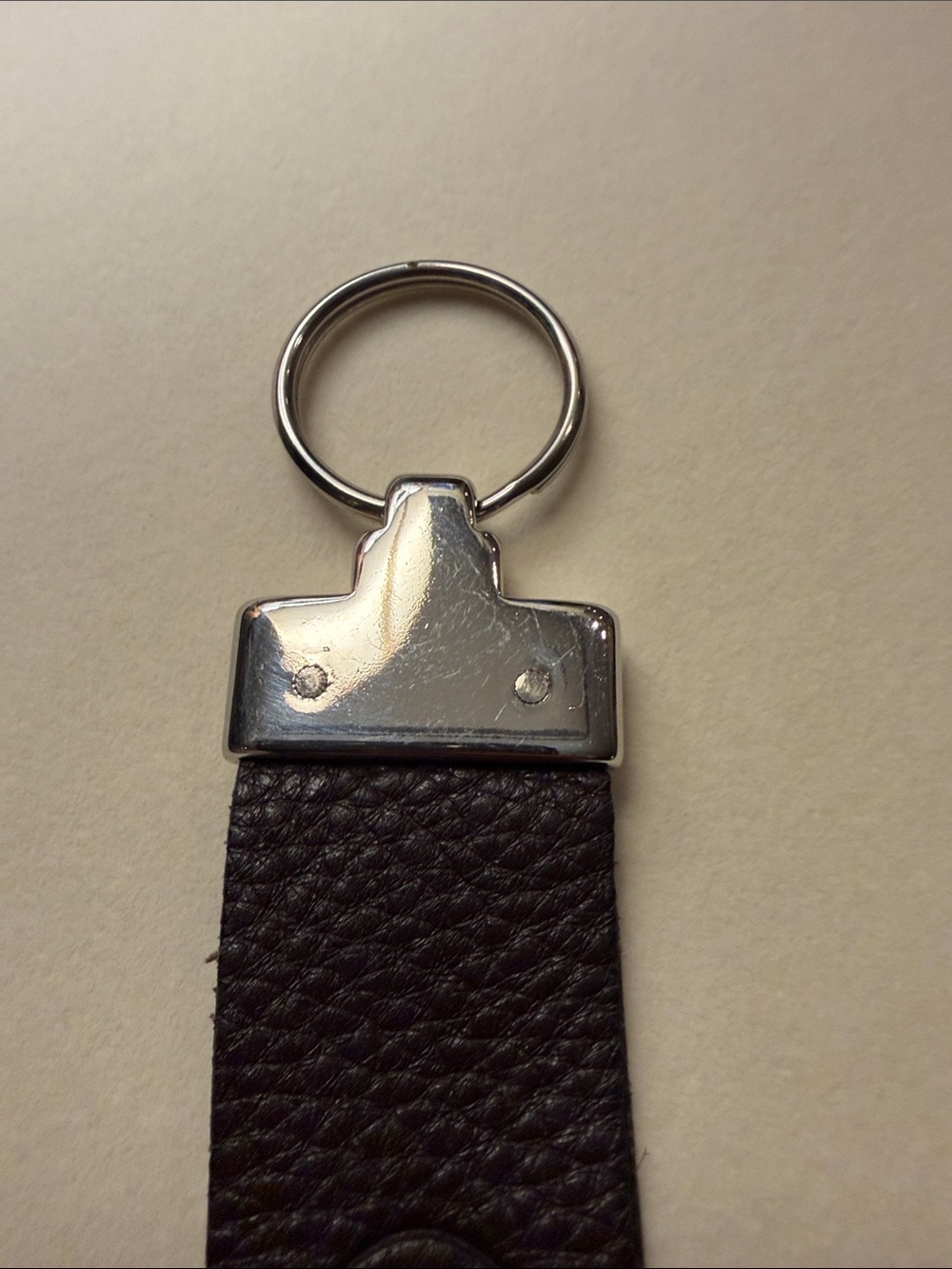 Roots Brown Leather Key Fob with Silver Hardware - Picture 4 of 6